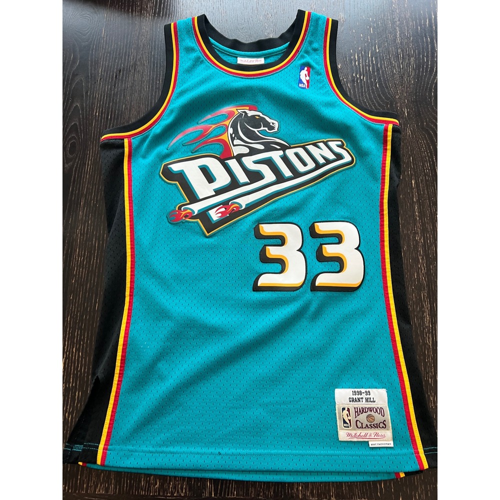 Mitchell & Ness Detroit Pistons Grant Hill 33 Teal Swingman Jersey 1998-99 NBA